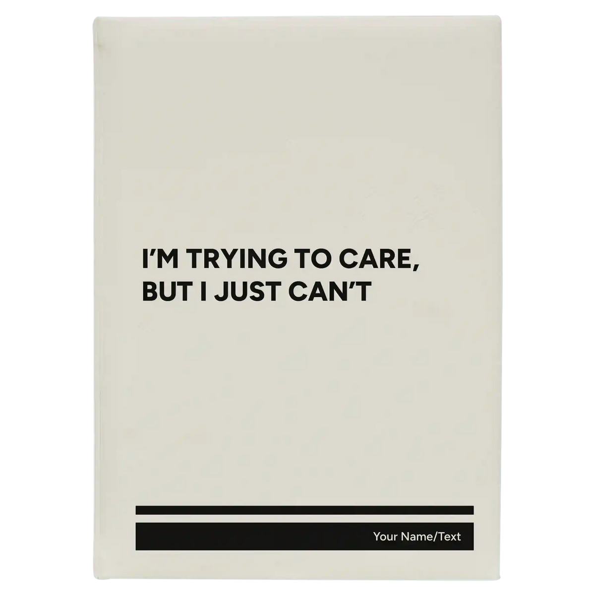 Personalized Trying to Care Leatherette Journal (large) | White