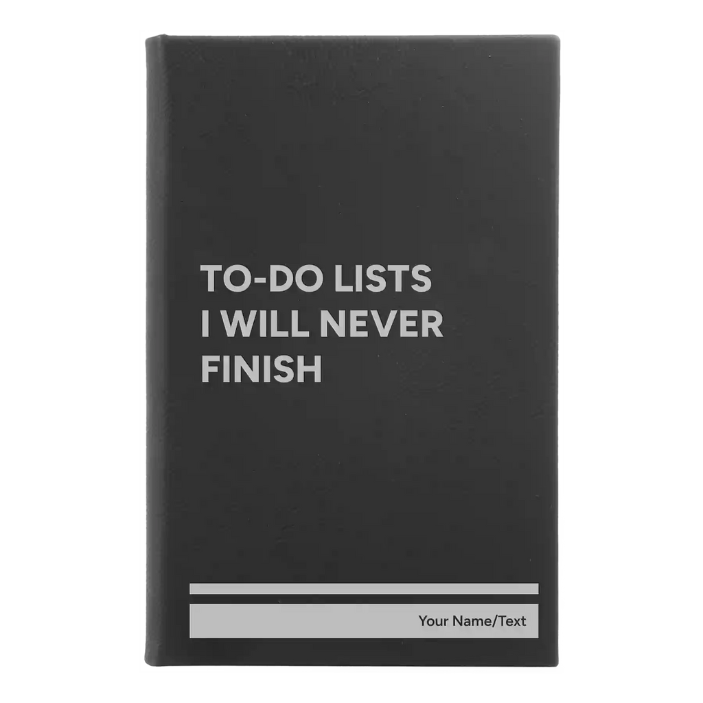 Personalized TO DO List Leatherette Journal (small) | Black/Silver