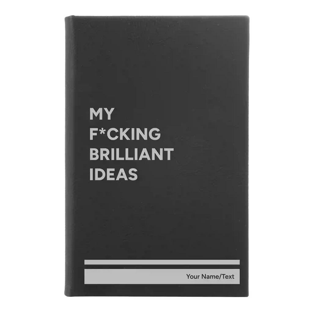Personalized Fcking Brilliant Ideas Leatherette Sketch Book (small) | Black/Silver