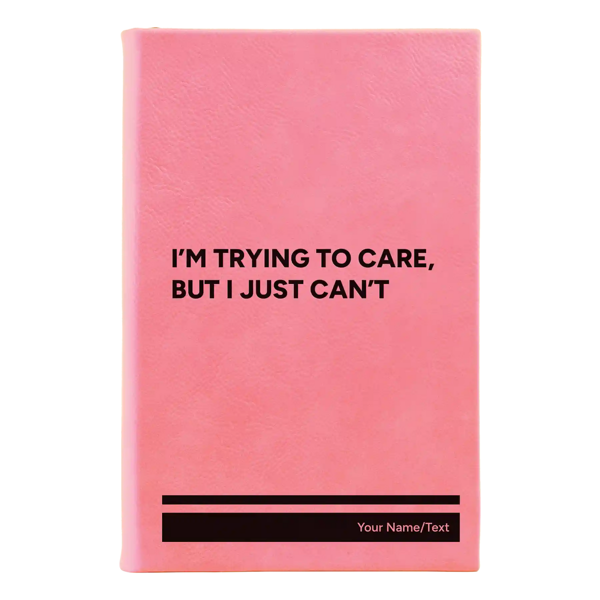 Personalized Trying to Care Leatherette Sketch Book (small) | Pink