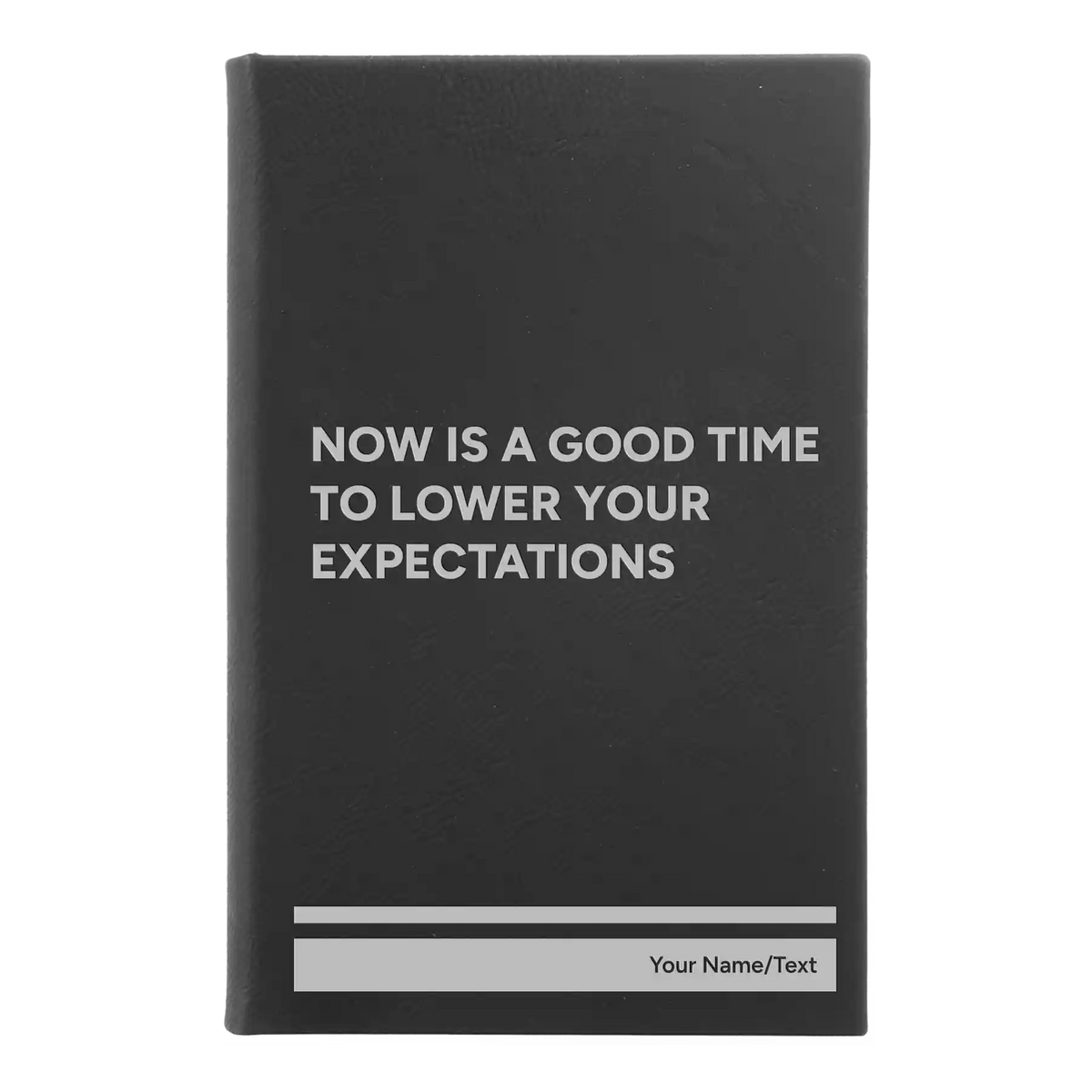 Personalized Lower Your Expectations Leatherette Sketch Book (small) | Black/Silver