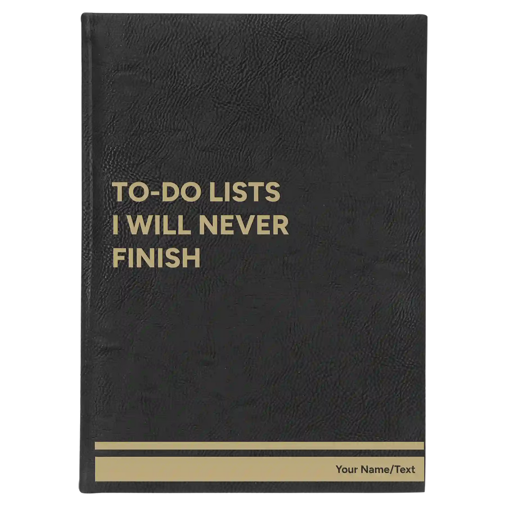 Personalized TO DO List Leatherette Journal (large) | Black/Gold