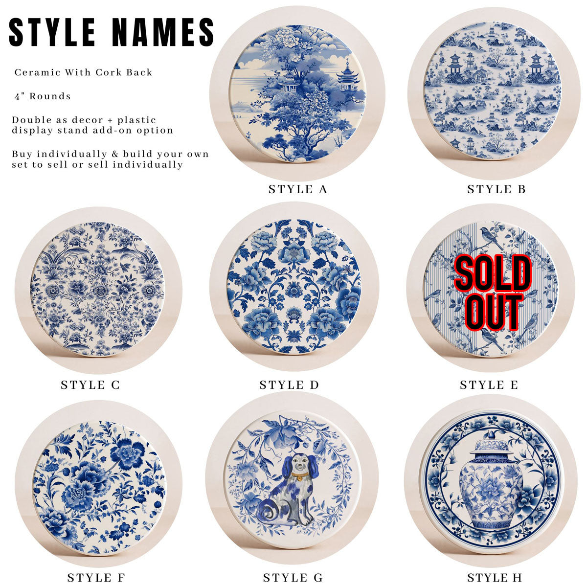 Blue & White Chinoiserie Coasters