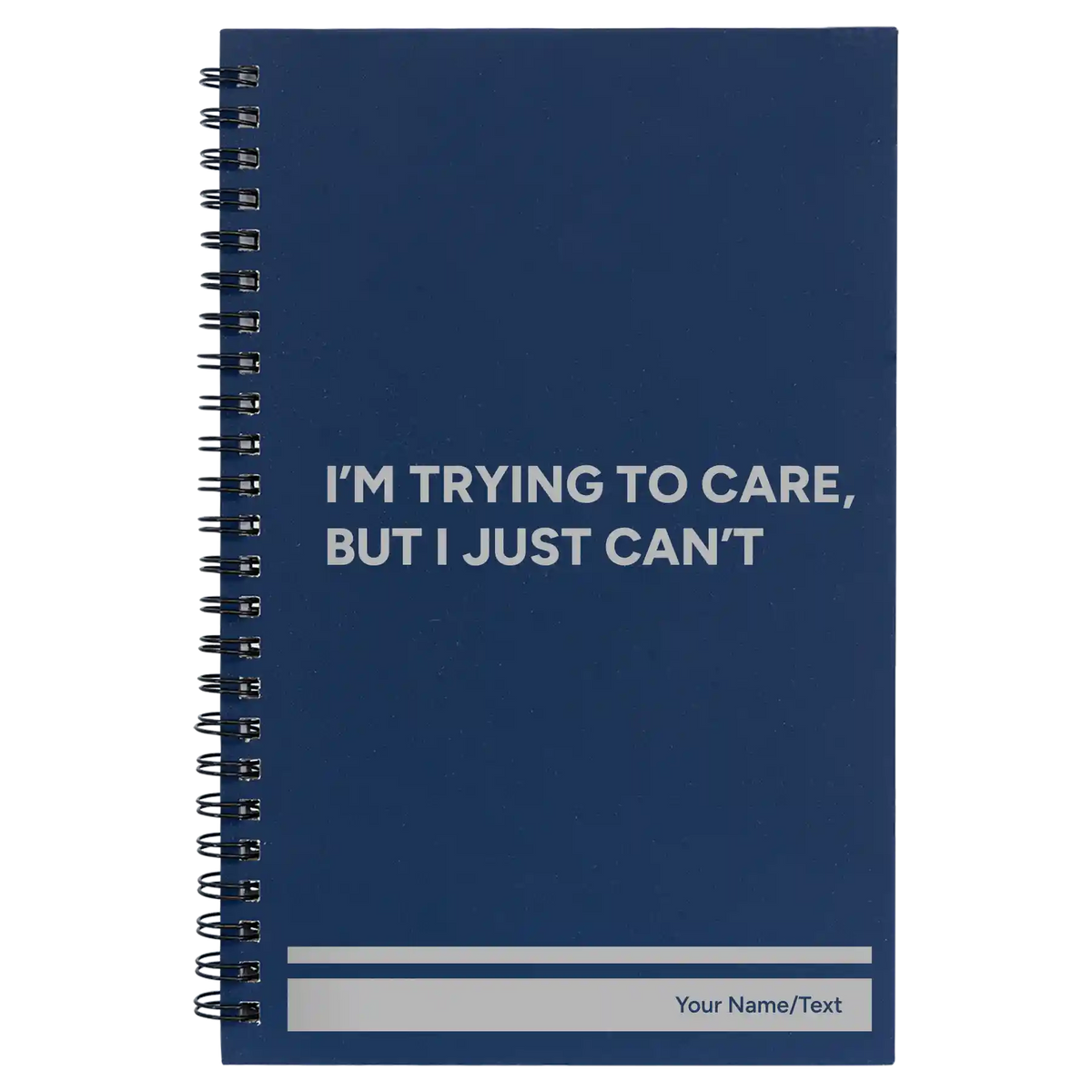 Personalized Trying to Care Spiral Notebook (small) | Blue