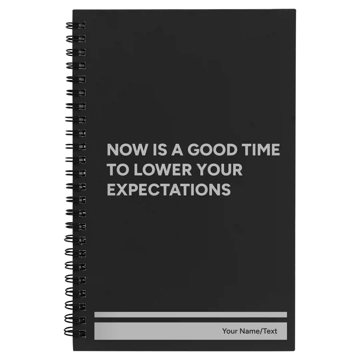 Personalized Lower Your Expectations Spiral Notebook (small) | Black